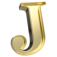 J Font Gold 3D Rendering png