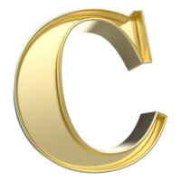 C Font Gold 3D Rendering png