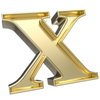 X fuente oro 3d hacer png