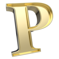 P Font Gold 3D Rendering png
