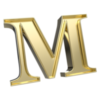 M Font Gold 3D Rendering png