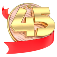 nombre 45 anniversaire or 3d png