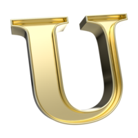 U Font Gold 3D Rendering png