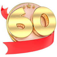 Number 60 Anniversary Gold 3D png