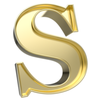 S Font Gold 3D Rendering png