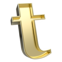 t Font Gold 3D Render png