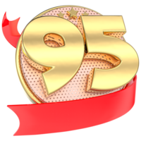 Nummer 95 Jahrestag Gold 3d png