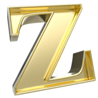 z Font Gold 3D Render png