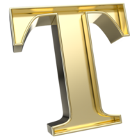 T Font Gold 3D Rendering png