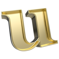 u Font Gold 3D Render png