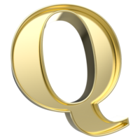 Q Font Gold 3D Rendering png