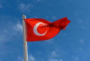 Turkey flag against the spring sky 9 photo