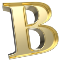 B Font Gold 3D Rendering png