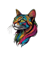 high quality, logo style, powerful colorful cute cat logo facing forward, monochrome background, by ,awesome full color, Free png