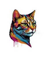 hoch Qualität, Logo Stil, mächtig bunt süß Katze Logo gegenüber nach vorne, einfarbig Hintergrund, durch ,Eindrucksvoll voll Farbe, kostenlos png