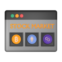 Stock marché crypto 3d png