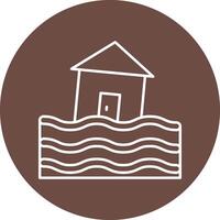 Flooded House Line Icon vector