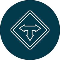 T Junction Line Circle Icon Design vector