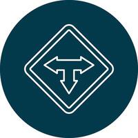 T Junction Line Circle Icon Design vector