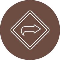 Curved Right Line Circle Icon Design vector