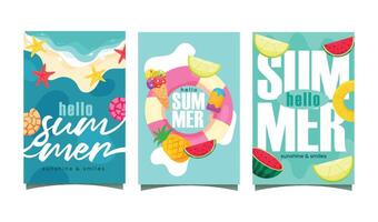 hello summer poster set illustration vector