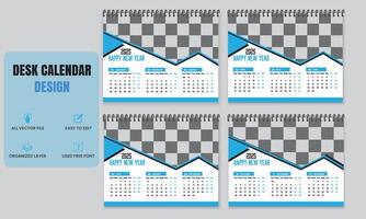Desk calendar design 2025 with blue shape vector