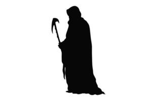 Grim Reaper black Silhouette Clip art isolated on a white background vector