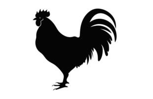 gallina en pie negro silueta clipart aislado en un blanco antecedentes vector