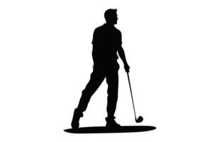 Man playing golf silhouette black and white clipart vector