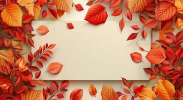 Autumn Leaves Surrounding a Blank Card photo