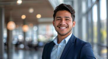 Man in Suit Smiling at Camera photo