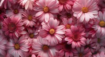 grande grupo de rosado flores con amarillo centros foto