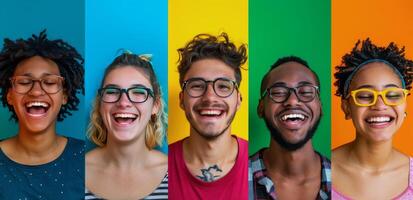 Group of People Wearing Different Colored Glasses photo