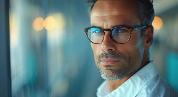 hombre vistiendo lentes y blanco camisa foto