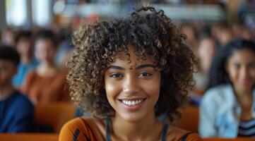 Smiling Woman With Curly Hair photo