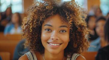 Smiling Woman With Curly Hair photo