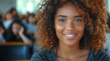 Smiling Woman With Curly Hair photo