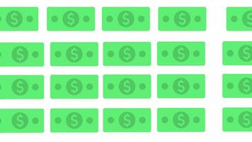 money paper, banknotes, moving sideways, horizontally, in large quantities, 4k animation, alpha channel video