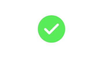 correct or right choice icon animation in 4k, green check mark icon animation, alpha channel video