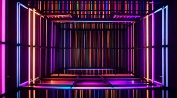 Hintergrund Animation Rahmen Design mit Neon- Licht Wirkung, generiert ai video