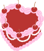 Coquette Retro Cake Illustration Groovy Coquette Design with cherry and bow. png