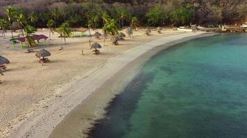 Aerial view over beaches of an island in the Caribbean video