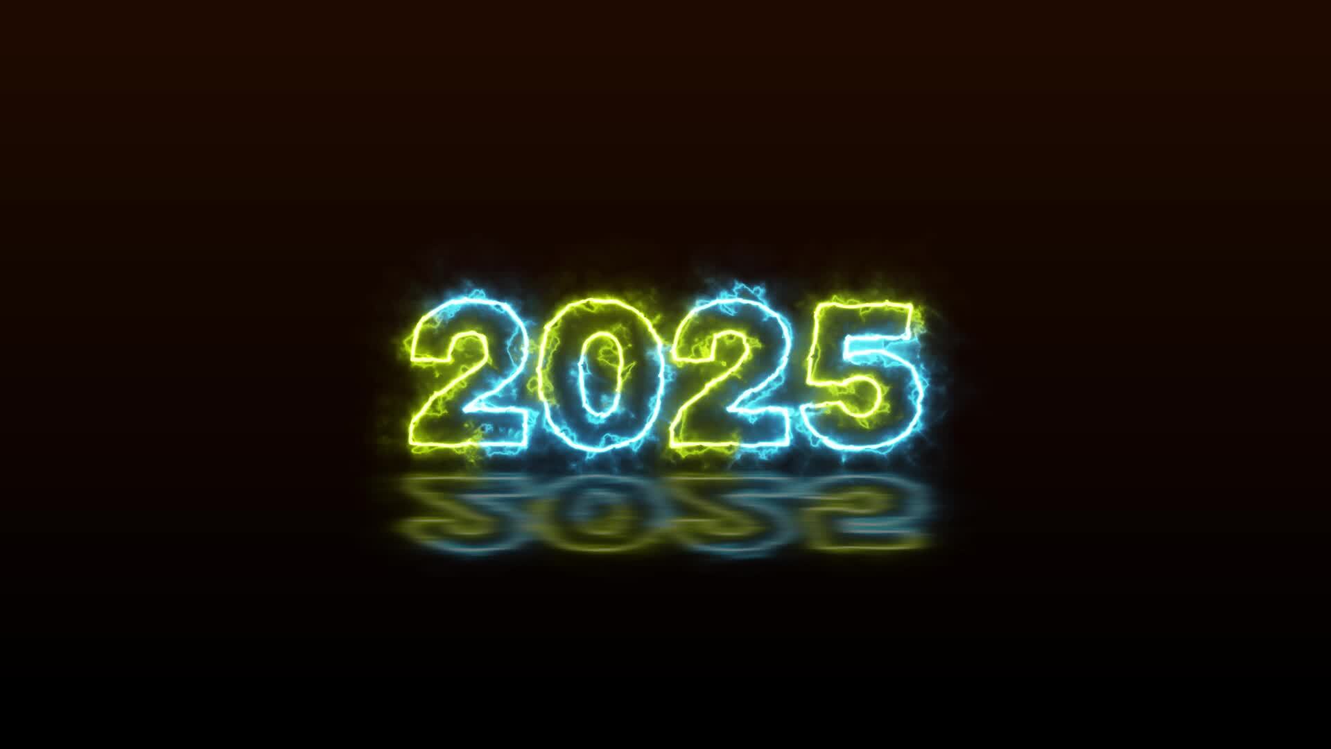 Neon Text Animation Happy New Year 2025, Neon text animation New Year