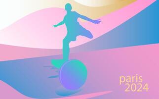 silhouette of a football player preparing to kick the ball on the grass field of the tribune stadium clouds pink blue white cream mix gradient color sky vector
