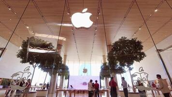 Bangkok,Thailand - 25th february, 2024 - View front of Apple store opening shop at the iconsiam day time lapse. The New Shopping Mall in Bangkok Thailand video