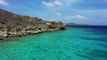 Aerial view over beaches of an island in the Caribbean video