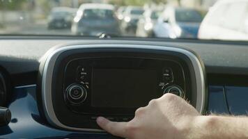 Hand Touches Buttons In A Control Board Of A Car video