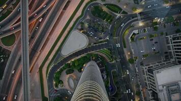 Highway Street Of a Big City In The Night Overhead View video