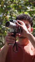 Young Man Shoots With Vintage Super 35 Camera In The Calabrian Countryside video