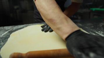 Rolling Out Homemade Dough With Wooden Rolling Pin A Lasagna In A Kitchen video